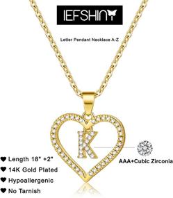 img 2 attached to 💖 IEFSHINY Gold Filled Initial Letter Necklace for Women & Girls - CZ Love Heart Alphabet Pendant Necklace - Perfect for Women & Teens