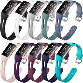 img 4 attached to 📦 10-Pack Slim Fitbit Charge 4/Charge 3/Charge 3 SE Compatible Bands - Soft Silicone Replacement Wristbands for Women and Men (Small)