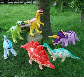 img 2 attached to Inflatable Dinosaur Toy Set - Includes 6 Dinosaurs with Air Pump, Ideal for Kids' Birthday Party Gifts, Pool Party, Decorations, Christmas, Educational Activities, Promotes Group Fun