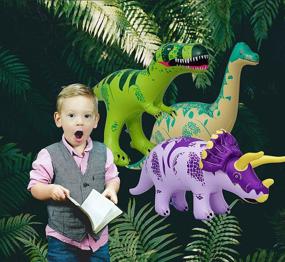 img 3 attached to Inflatable Dinosaur Toy Set - Includes 6 Dinosaurs with Air Pump, Ideal for Kids' Birthday Party Gifts, Pool Party, Decorations, Christmas, Educational Activities, Promotes Group Fun