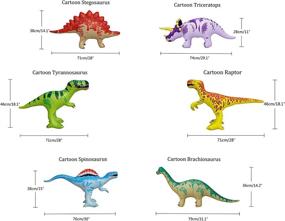 img 1 attached to Inflatable Dinosaur Toy Set - Includes 6 Dinosaurs with Air Pump, Ideal for Kids' Birthday Party Gifts, Pool Party, Decorations, Christmas, Educational Activities, Promotes Group Fun