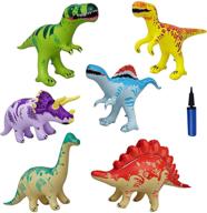 inflatable dinosaur toy set - includes 6 dinosaurs with air pump, ideal for kids' birthday party gifts, pool party, decorations, christmas, educational activities, promotes group fun логотип