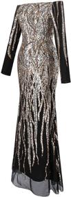 img 1 attached to 👗 Elegant Glitter: Angel-fashions Women's Sequin Flapper Ball Gown with Boat Neck & Long Sleeves