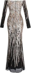 img 3 attached to 👗 Elegant Glitter: Angel-fashions Women's Sequin Flapper Ball Gown with Boat Neck & Long Sleeves