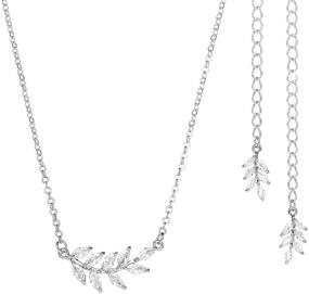 img 4 attached to 💎 SWEETV Elegant Bridal Back Necklace for Weddings, Bridesmaids - Crystal Leaf Chain Pendant Necklace for Women and Girls