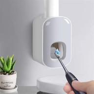 🦷 gray automatic toothpaste dispenser with hands-free wall mount and self-stick sticker - perfect for kids and adults - punch-free toothpaste squeezer for family washroom logo