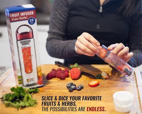 img 1 attached to 🍓 Detoxify Your Body with 24 oz Fruit Infuser Water Bottle - Naturally Infused Water for a Healthier, Fit Body. Organic Flavor Infusion! 100% BPA Free Tritan Plastic