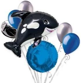 img 2 attached to Mesmerizing 7-Piece Orca Black Killer Whale Balloon Bouquet for a Stunning Fish and Ocean Party Décor