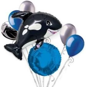 img 4 attached to Mesmerizing 7-Piece Orca Black Killer Whale Balloon Bouquet for a Stunning Fish and Ocean Party Décor