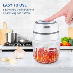 img 2 attached to 🔌 Electric Onion Chopper: Rechargeable 300ML Mini Food Processor with Sharp Blades & BPA Free Glass Bowl - Portable Mini Food Chopper for Garlic, Veggie, Salsa, Meat Dicing, Mincing