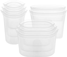 img 4 attached to 🍏 Full Set of Zip Top Reusable 100% Silicone Food Storage Bags and Containers - Made in the USA - Frost