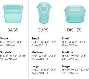 img 1 attached to 🍏 Full Set of Zip Top Reusable 100% Silicone Food Storage Bags and Containers - Made in the USA - Frost