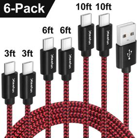 img 4 attached to Cleefun Fast Charging USB Type C Charger Cable 6-Pack, [3/3/6/6/10/10 ft] Nylon Braided USB C Cable Compatible with Samsung Galaxy S10e S10 S9 S8 Plus S10+, Note 9 10 8, Moto G8 G7 G6, LG G8 G7 G6
