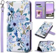 🌸 ulak wallet case for iphone 6s plus/6 plus - flip folio pu leather case with card slot, wrist strap, and kickstand - blossom design logo