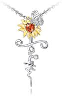 s925 sterling silver faith cross necklace with wing pendants and sunflower design - 18k platinum plated jewelry for women and girls, complete with gift box logo