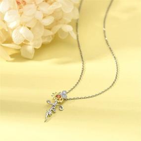 img 2 attached to S925 Sterling Silver Faith Cross Necklace with Wing Pendants and Sunflower Design - 18K Platinum Plated Jewelry for Women and Girls, Complete with Gift Box