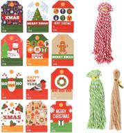🎁 144-пачечка рождественских бумажных подарочных ярлыков - заранее отверстия для бумажных ярлыков для самостоятельной упаковки праздничных подарков, печати, маркировки, упаковки и карточек с именами (тема рождества) логотип