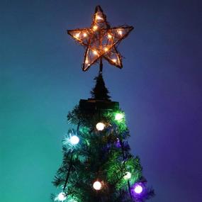 img 1 attached to 🌟 Rustic Rattan Christmas Star Tree Topper with 10 LED Lights - Perfect for Home Decorations