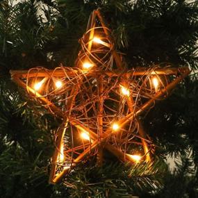 img 2 attached to 🌟 Rustic Rattan Christmas Star Tree Topper with 10 LED Lights - Perfect for Home Decorations