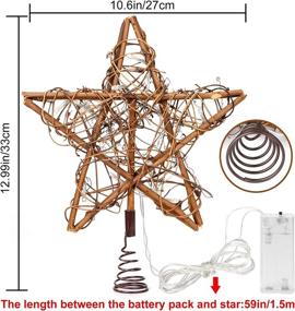 img 3 attached to 🌟 Rustic Rattan Christmas Star Tree Topper with 10 LED Lights - Perfect for Home Decorations