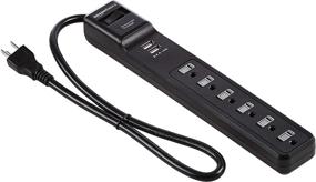 img 3 attached to Amazon Basics 6-Outlet Surge Protector Power Strip, with 2 USB Ports - 2-Pack, Black
