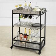 🛒 haotian fkw56-hg modern design 3 tiers kitchen trolley serving trolley with wine rack metal & mdf (grey): efficient and stylish organization solution for your kitchen logo