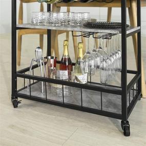 img 1 attached to 🛒 Haotian FKW56-HG Modern Design 3 Tiers Kitchen Trolley Serving Trolley with Wine Rack Metal & MDF (Grey): Efficient and Stylish Organization Solution for Your Kitchen