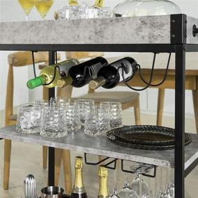 img 2 attached to 🛒 Haotian FKW56-HG Modern Design 3 Tiers Kitchen Trolley Serving Trolley with Wine Rack Metal & MDF (Grey): Efficient and Stylish Organization Solution for Your Kitchen