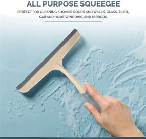 img 2 attached to 🚿 Ultimate Shower Squeegee for Sparkling Shower Glass Doors and More - Multifunctional 10-inch Window Squeegee, Ergonomic Lightweight Handle, Ideal for Window Cleaning, Glass Doors, Mirrors, and Cars