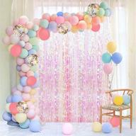 🎈 vibrant pastel balloon garland kit: create a stunning rainbow macaron arch for birthdays & showers with 202pcs & foil fringe curtain logo