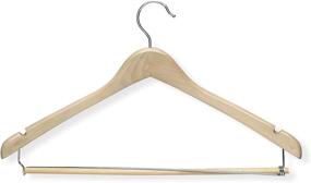 img 1 attached to Honey-Can-Do Contoured Suit Hanger with Locking Bar, 3-Pack, Maple - Organize Your Suits Efficiently