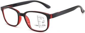 img 4 attached to 👓 REAVEE Progressive Multifocus Reading Glasses: Blue Light Blocking for Women and Men - No Line Multifocus Readers with Spring Hinge (Red, 3.5x)