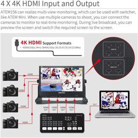 img 3 attached to SEETEC ATEM156: Монитор директора прямого эфира с четырехкратным разделением экрана - идеальный выбор для ATEM Mini Video Switcher Mixer Pro Studio Television Production.
