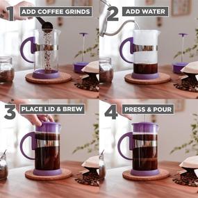 img 1 attached to GROSCHE Zurich French Press Coffee Maker - Purple, 11.8 fl oz, 3 Demitasse Cup, 350 ml - Stainless Steel Coffee Press with Filter