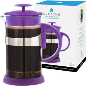 img 4 attached to GROSCHE Zurich French Press Coffee Maker - Purple, 11.8 fl oz, 3 Demitasse Cup, 350 ml - Stainless Steel Coffee Press with Filter