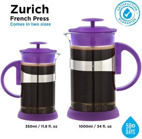 img 2 attached to GROSCHE Zurich French Press Coffee Maker - Purple, 11.8 fl oz, 3 Demitasse Cup, 350 ml - Stainless Steel Coffee Press with Filter