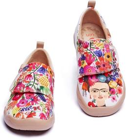 img 1 attached to 👟 Girls' Canvas Walking Shoes in UIN Flower Field Flats