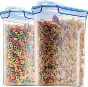 img 4 attached to 🥣 Efficient Extra Large Cereal Containers Storage Set - [2 Pack, 168oz. 21 cup] - Airtight Silicone Sealed Locking Lids for Freshness - Space Saving Kitchen Pantry Containers - Food Storage Containers for Flour