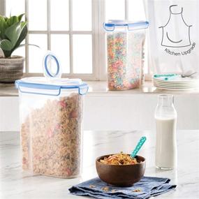 img 3 attached to 🥣 Efficient Extra Large Cereal Containers Storage Set - [2 Pack, 168oz. 21 cup] - Airtight Silicone Sealed Locking Lids for Freshness - Space Saving Kitchen Pantry Containers - Food Storage Containers for Flour