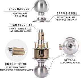 img 3 attached to Keyed Entry Door Knob with Lock - Round Bedroom Door Knob Lock and Key Set - Satin Stainless Steel - Privacy/Entry Door Lock