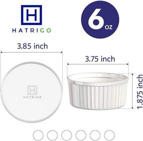 img 2 attached to Hatrigo Porcelain Ramekins with Silicone Storage Lids, Set of 6 🍽️ White Ramekins, 6 oz Capacity, Oven Safe up to 450°F, Dishwasher Safe