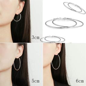 img 2 attached to 👂 Set of 3 Pairs of Hypoallergenic Stainless Steel Hoop Earrings for Women and Girls with Sensitive Ears - Big Cuicanstar Hoop Earrings in Various Sizes (30mm, 50mm, 60mm) - Dainty Loop Earrings in Sliver