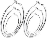 👂 set of 3 pairs of hypoallergenic stainless steel hoop earrings for women and girls with sensitive ears - big cuicanstar hoop earrings in various sizes (30mm, 50mm, 60mm) - dainty loop earrings in sliver logo