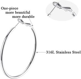 img 1 attached to 👂 Set of 3 Pairs of Hypoallergenic Stainless Steel Hoop Earrings for Women and Girls with Sensitive Ears - Big Cuicanstar Hoop Earrings in Various Sizes (30mm, 50mm, 60mm) - Dainty Loop Earrings in Sliver