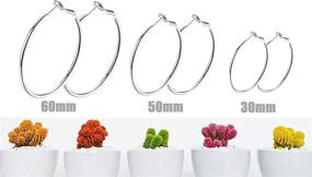 img 3 attached to 👂 Set of 3 Pairs of Hypoallergenic Stainless Steel Hoop Earrings for Women and Girls with Sensitive Ears - Big Cuicanstar Hoop Earrings in Various Sizes (30mm, 50mm, 60mm) - Dainty Loop Earrings in Sliver