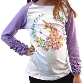 img 1 attached to Unicorn Ruffle Sleeve Raglan T Shirt