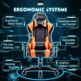 img 3 attached to 🎮 Hughouse Ergonomic Gaming Chair: Adjustable Esports Gamer Chair, Racing Video Game Chair for Adults - Large Size PU Leather High-Back Executive Office Chair...