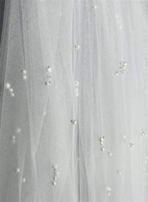 img 1 attached to 💎 Emondora 2T Short Sequin Pearl Edge Crystals Beaded Bling Wedding Bridal Veil: Sparkling Elegance for Your Big Day