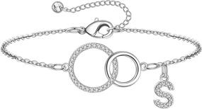 img 4 attached to Yoosteel Mom Daughter Bracelets: Dainty Cubic Zirconia Initial Bracelets for an Unbreakable Bond, Perfect Birthday Gift for Mom and Women