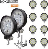 🔦 woku светодиодная панель освещения 4'' 27w 3000lm круглая точечная и полосовая световая линза led подсветка для трактора, внедорожника, грузовика, квадроцикла, багги, внедорожного автомобиля suv. фары для дневного света и тумана, упаковка из 10 штук. логотип